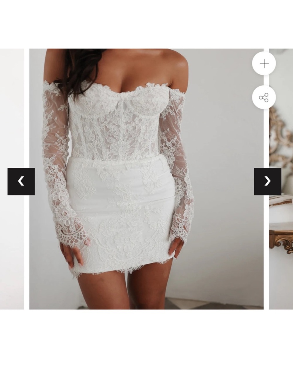 UNTAMED PETALS BY AMANDA JUDGE White Off-Shoulder Lace Mini Dress